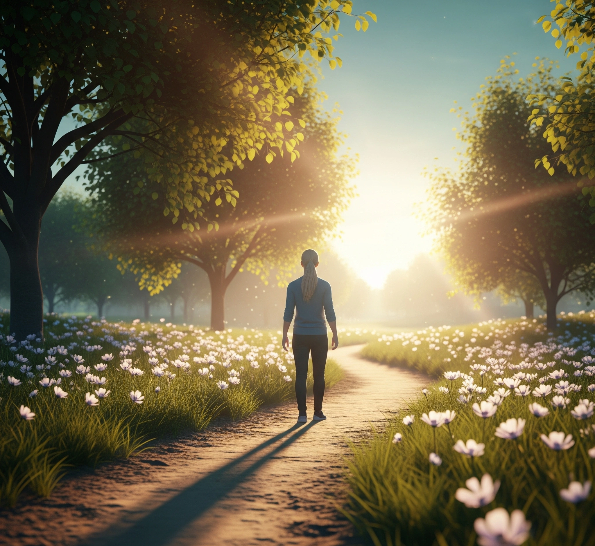 A serene path winding through nature, symbolizing a journey towards inner clarity and mindfulness
