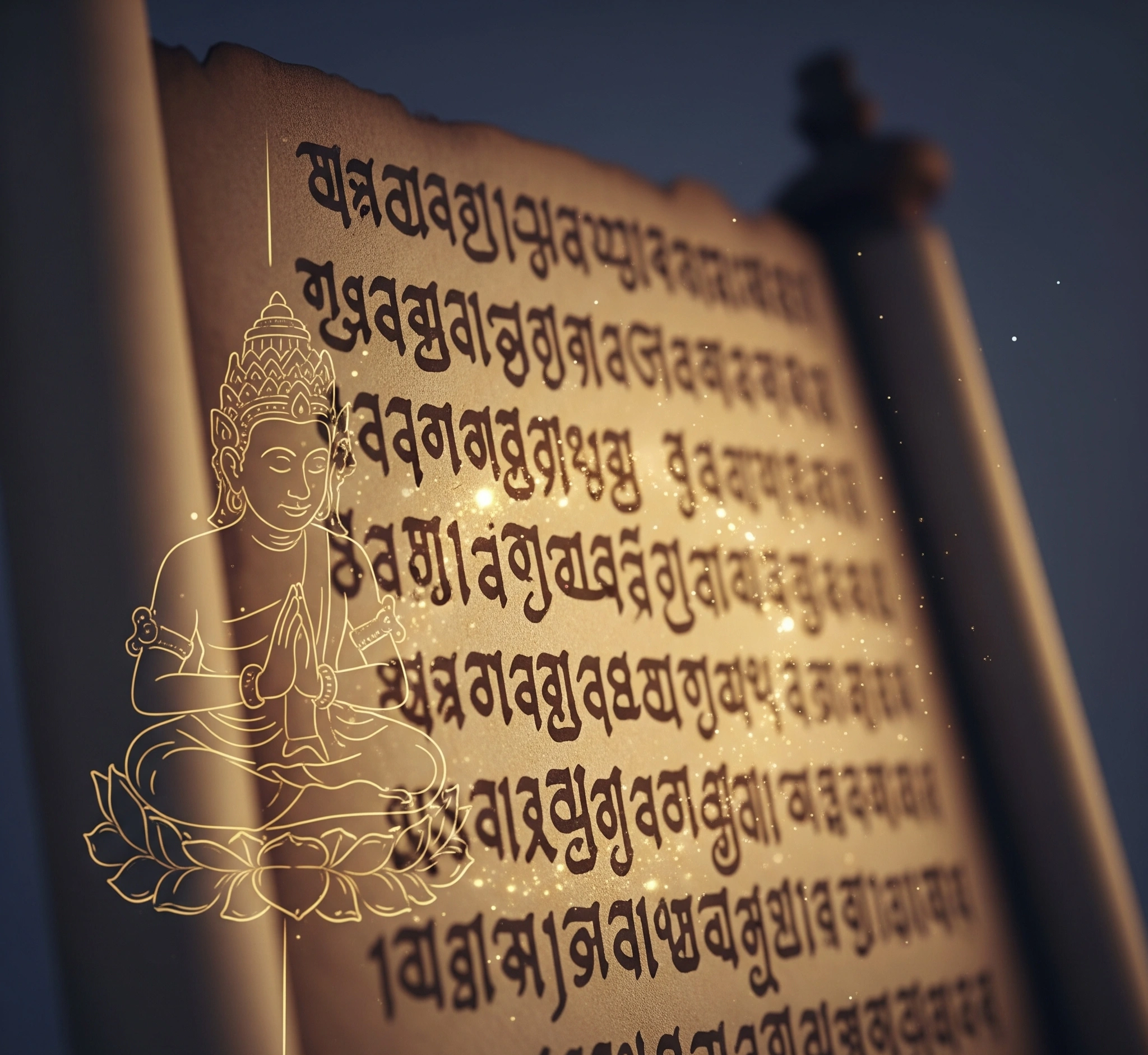 An elegant Hanacaraka script on an ancient scroll, symbolizing Javanese wisdom and philosophical depth.