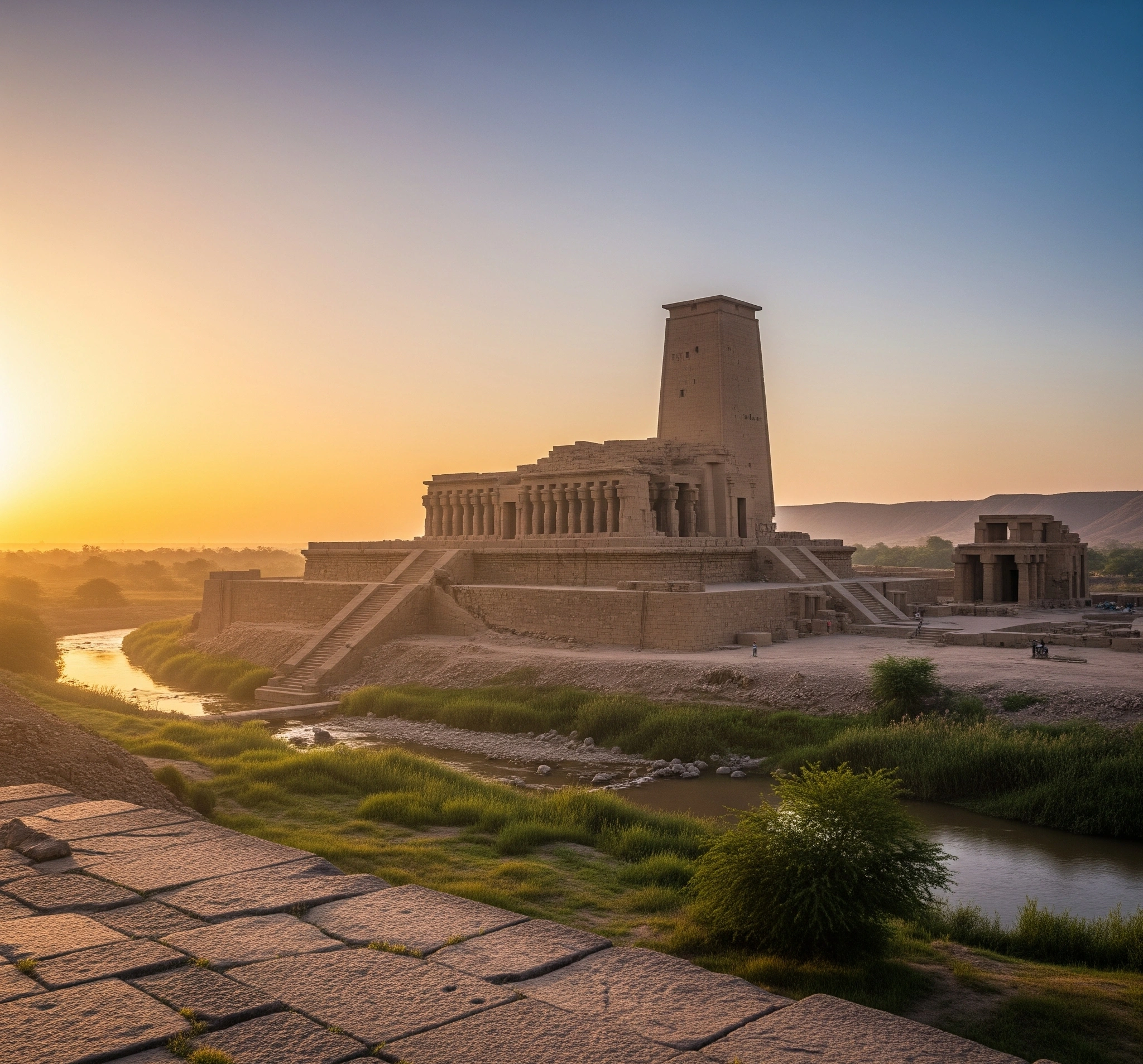 Majestic Kidal Temple at dawn, showcasing its towering stone structure and serene, ancient presence.
